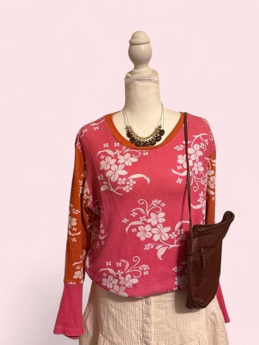 Y2K/2000s Orange & Pink Floral Top